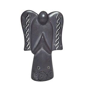 Praying Angel Soapstone Sculpture Figurine Purple 5"